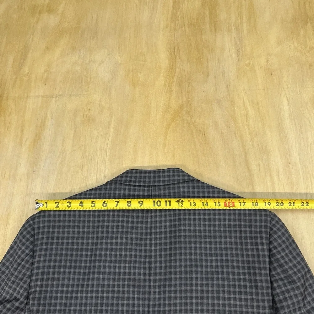 Egara‎ Blazer Jacket Sport Coat Mens 44R Slim Fit Wool Brown/Gray Gingham